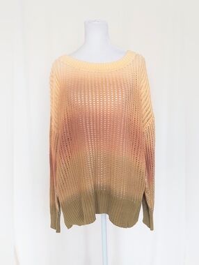 Indigo Thread Co. Open Stitch 100% Cotton Ombre Sweater Size Medium